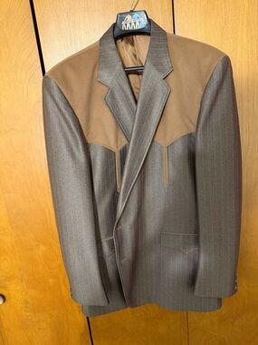 Two-Tone Brown Western-Style Men's Blazer